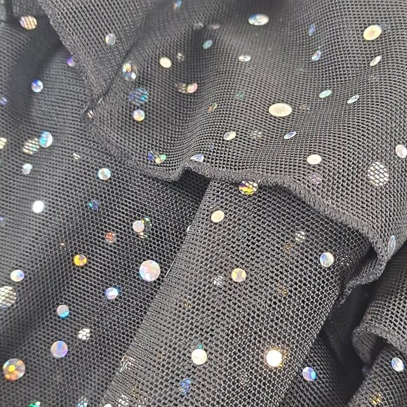 Longitude Size 10 One Piece Swimsuit Black Ruffled Top Sequins Slimming - Picture 14 of 15